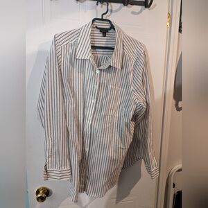Torrid Casual Striped Shirt - White and Blue